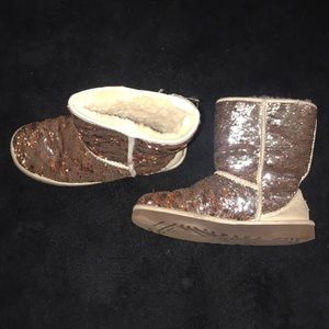UGG gold sparkle boots.